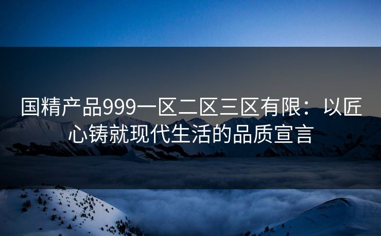 国精产品999一区二区三区有限：以匠心铸就现代生活的品质宣言