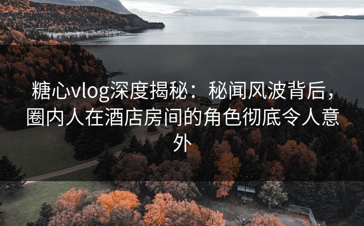 糖心vlog深度揭秘：秘闻风波背后，圈内人在酒店房间的角色彻底令人意外