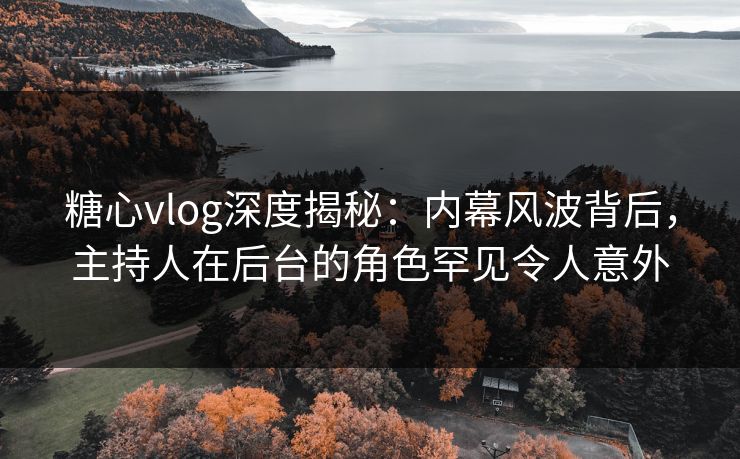 糖心vlog深度揭秘：内幕风波背后，主持人在后台的角色罕见令人意外