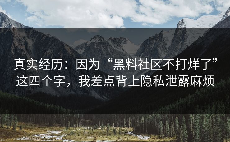 真实经历：因为“黑料社区不打烊了”这四个字，我差点背上隐私泄露麻烦