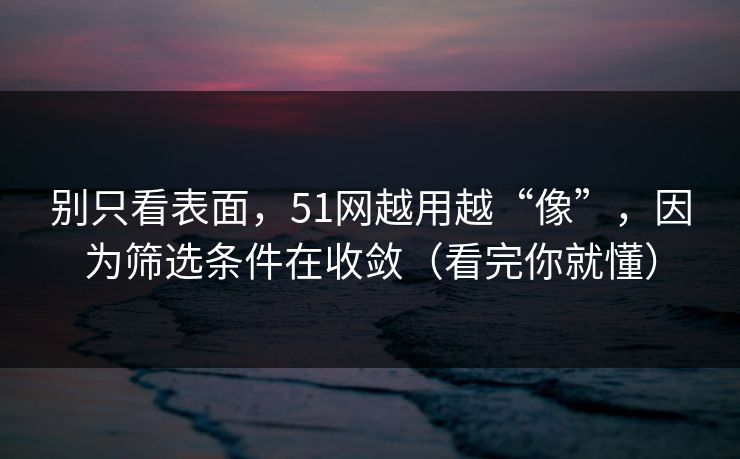 别只看表面，51网越用越“像”，因为筛选条件在收敛（看完你就懂）